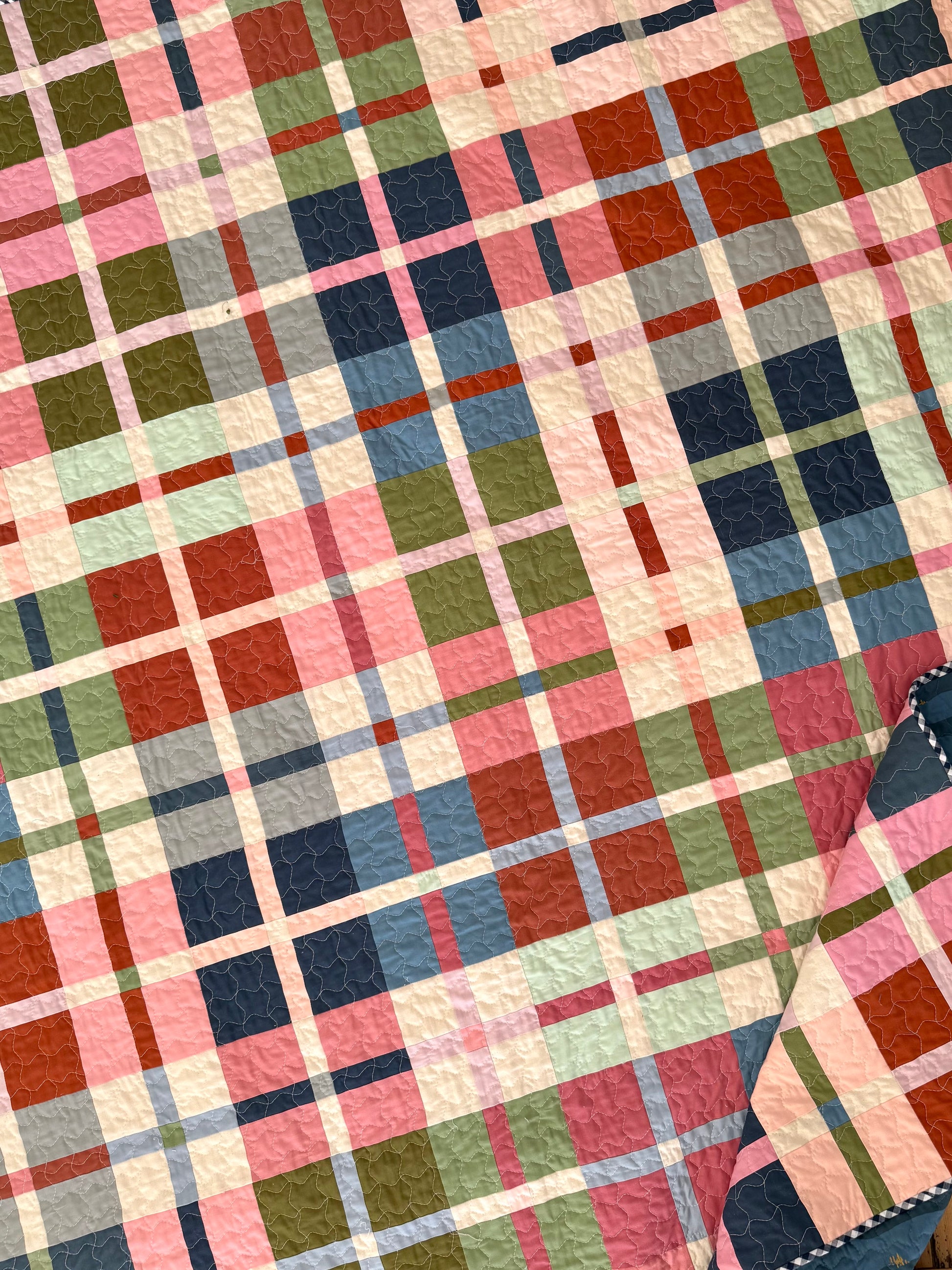 Mini Plaidish Quilt Large Throw Size (64” x 78” )