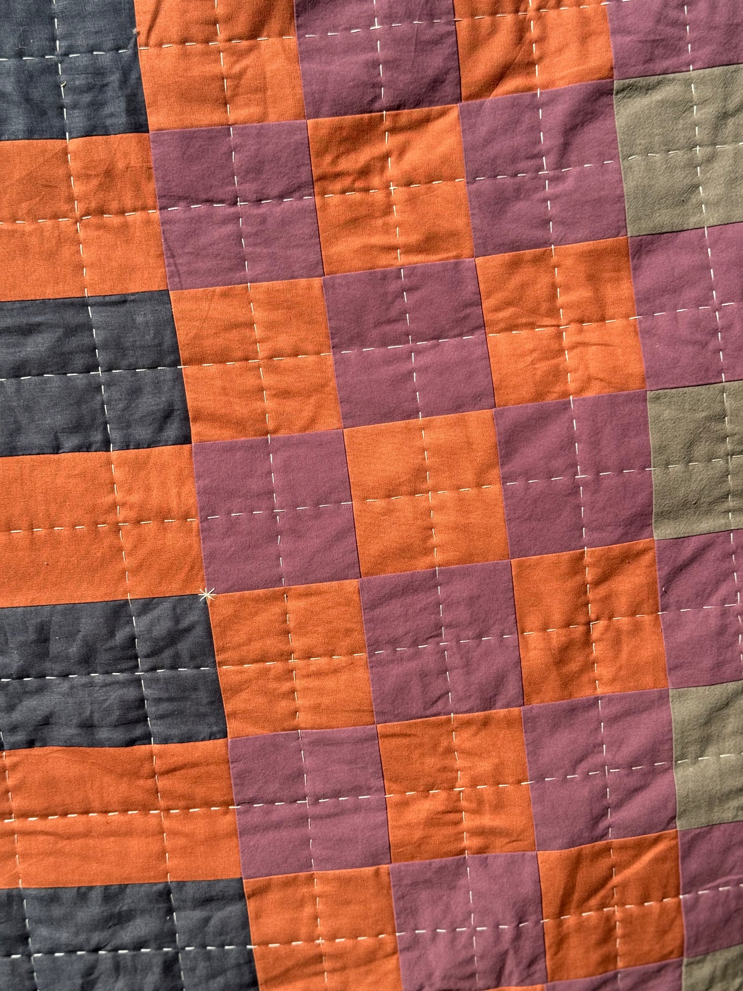 Hand Quilted Quilt 2- Chunky Charlie Autumn Large Throw (linen cotton blend)