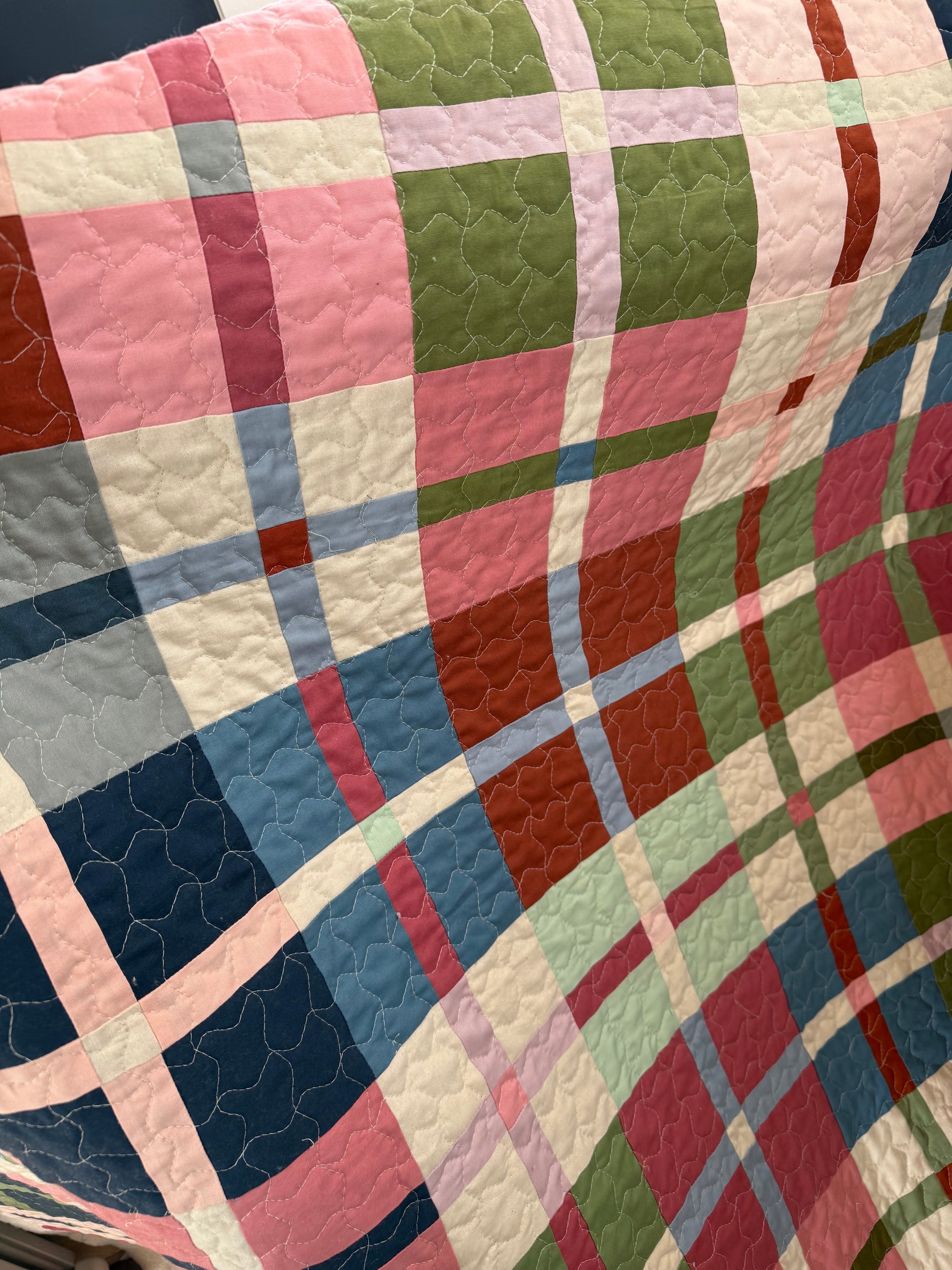 Mini Plaidish Quilt Large Throw Size (64” x 78” )