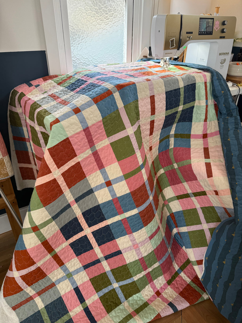 Mini Plaidish Quilt Large Throw Size (64” x 78” )