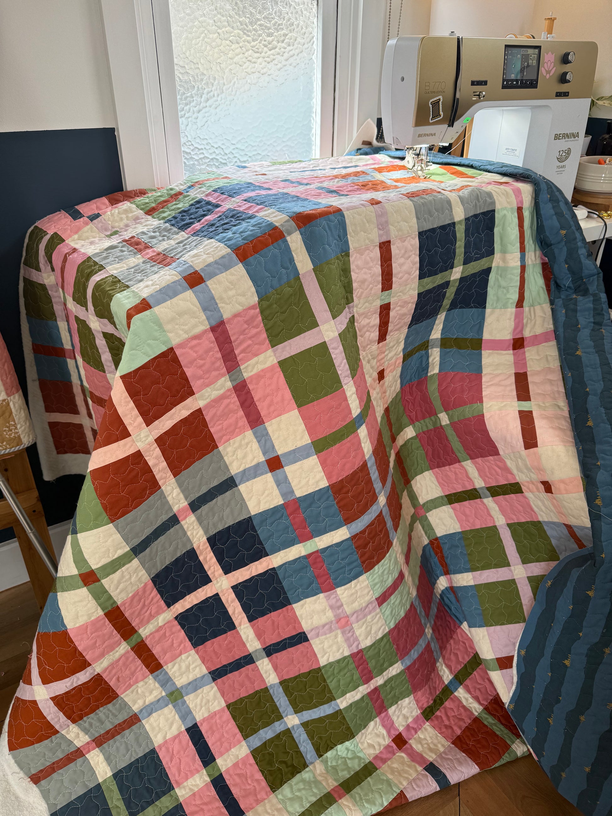 Mini Plaidish Quilt Large Throw Size (64” x 78” )