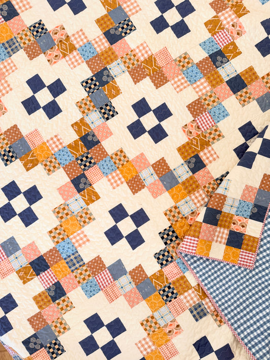 Scrappy Flowers Double Irish Chain Quilt Pattern