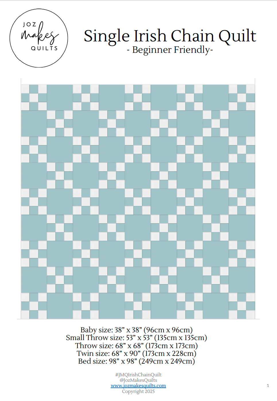 JMQ Single Irish Chain Quilt Pattern