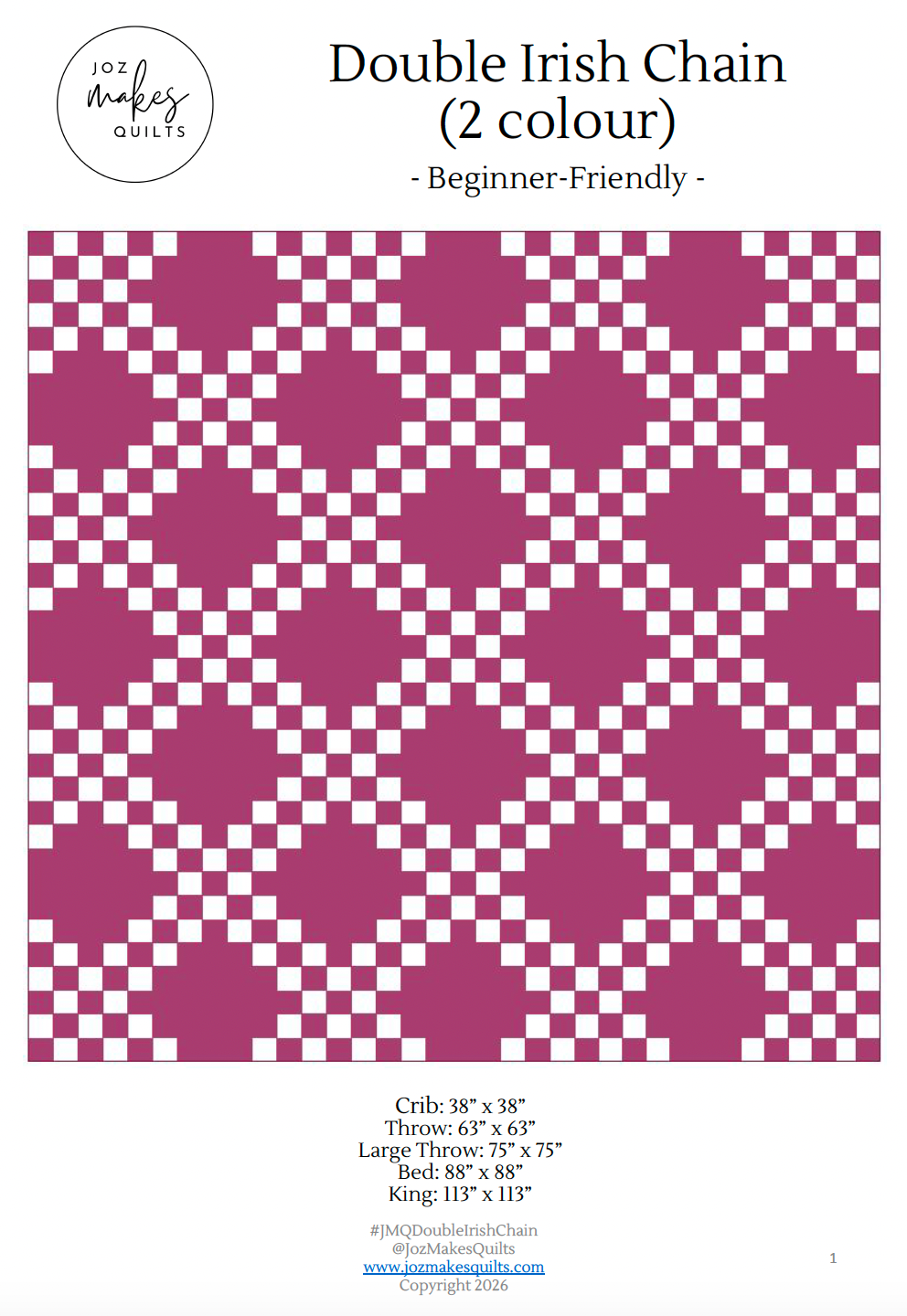 Double Irish Chain (Two Colour) Quilt Pattern