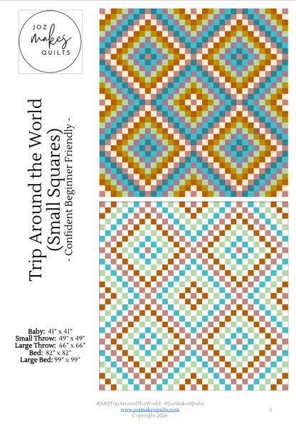 Small Squares Trip Around the World quilt pattern